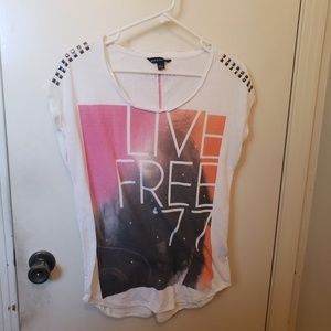 Rock & Republic Live Free '77 Studded Graphic Tee